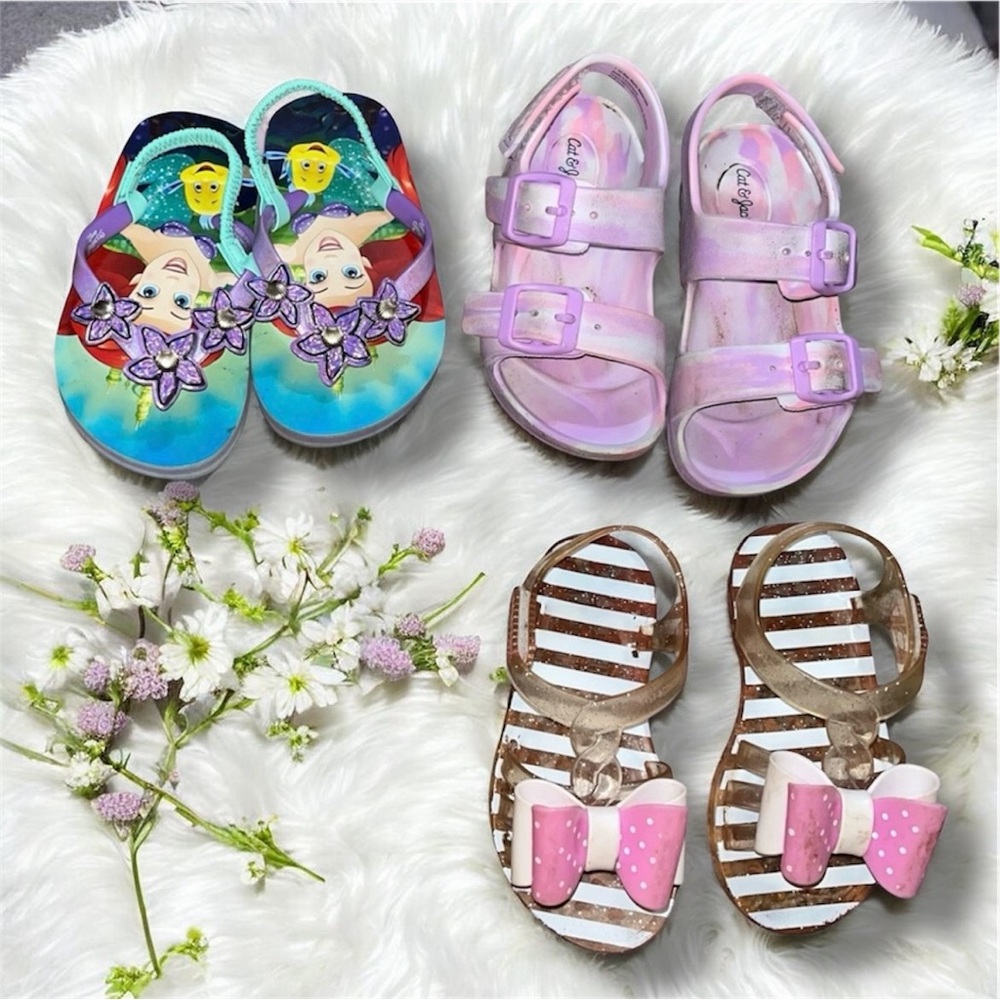 Toddler Girls' Summer Sandal Bundle (3 Pairs) - All Size 7c